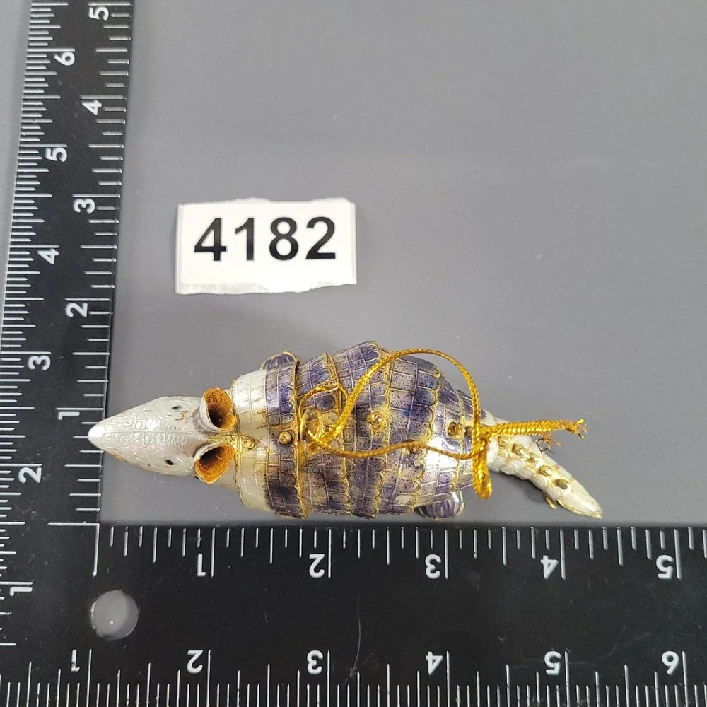 Armadillo Articulated Enamel Ornament Purple Gold Cloisonne Style Texas